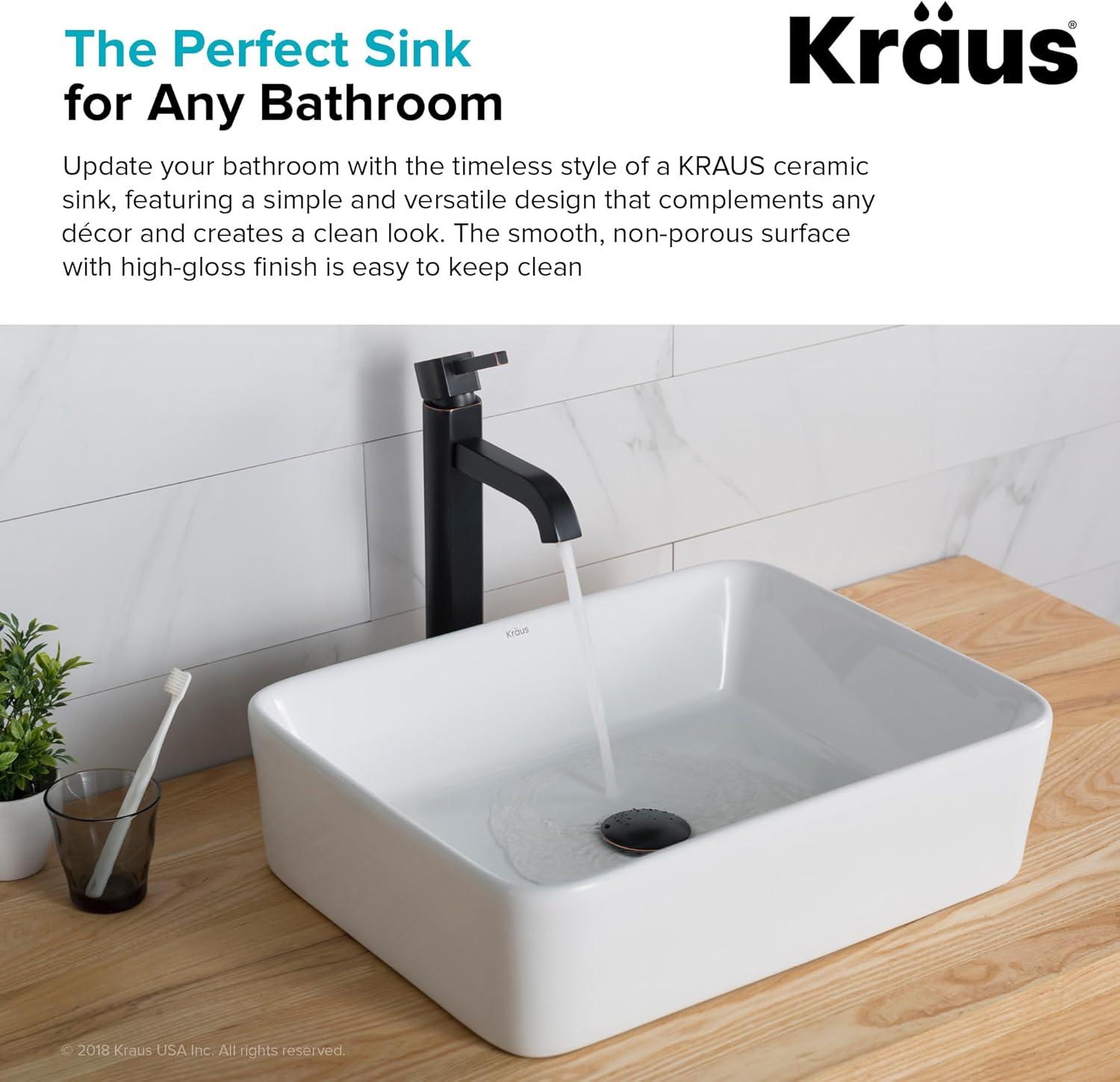 Kraus KCV-121 Thin ceramics Rectangular Vessel Bathroom Sink
