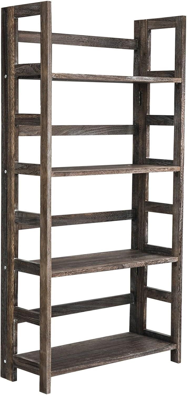 Walnut 48" Freestanding 4-Tier Folding Bookshelf