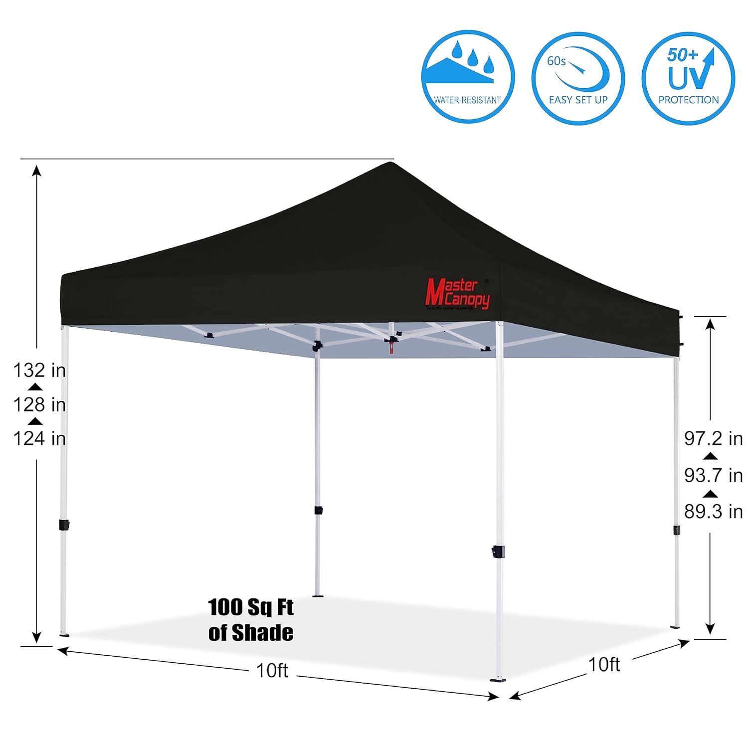 MASTERCANOPY Pop Up Canopy Tent Commercial Grade 10x10 Instant Shelter (Black)