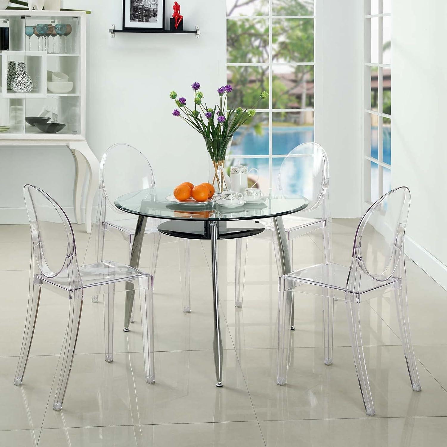 Modway Casper Modern Acrylic Stacking Four Dining Armchairs