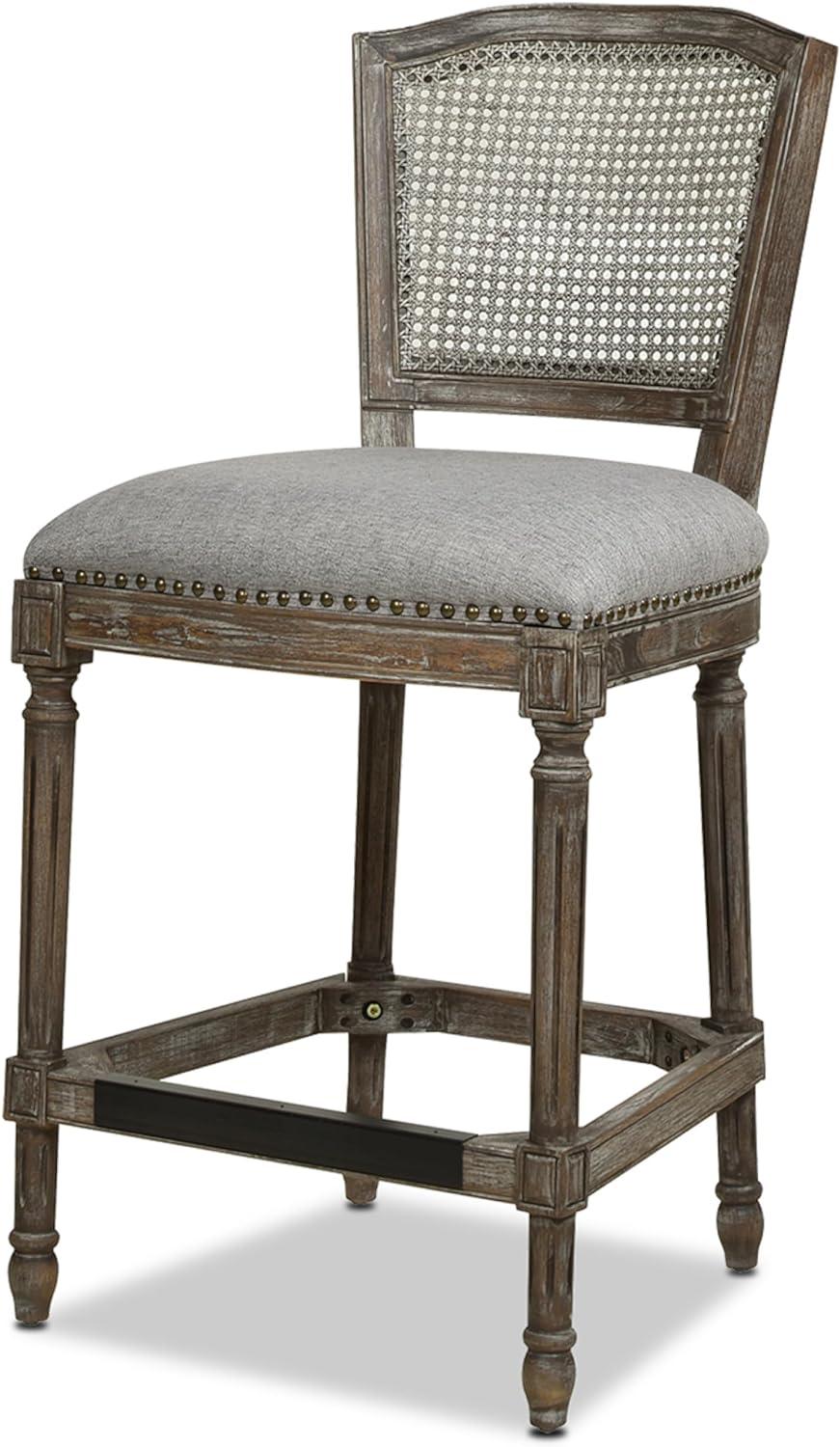 Triomphe Rattan Wicker High Back Armless Counter Bar Stool Dark Heathered Grey