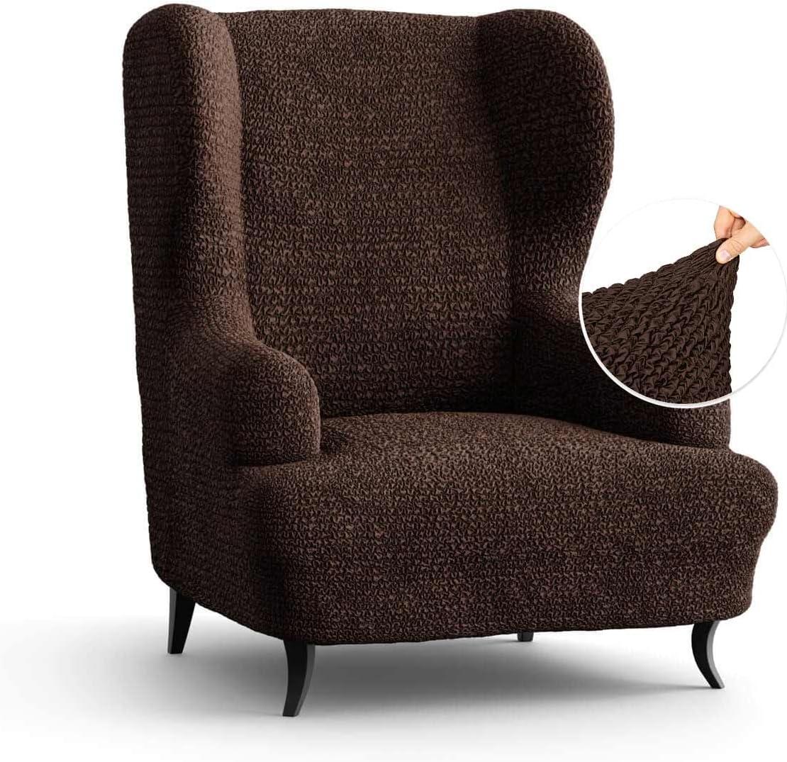 Dark Brown Stretch Wingback Chair Slipcover