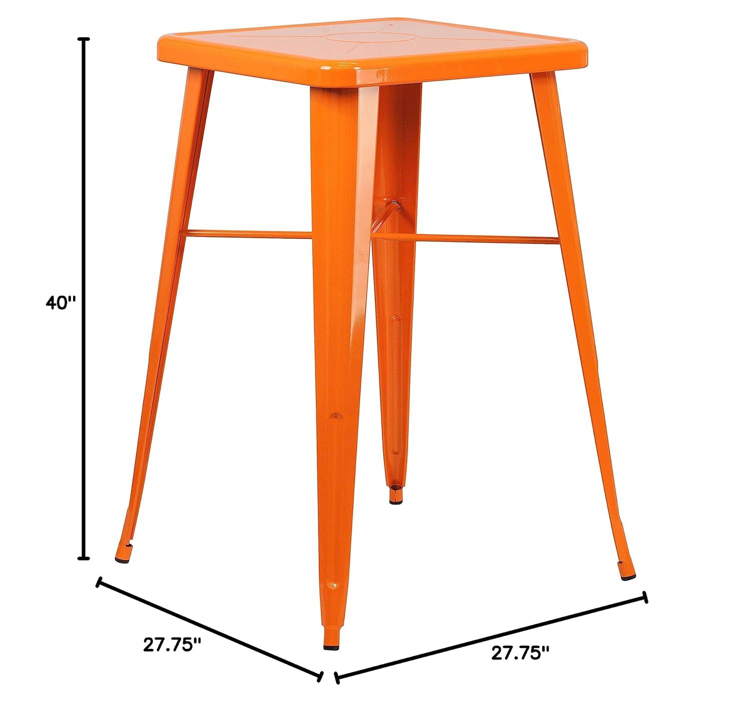 Flash Furniture Commercial Grade 23.75" Square Orange Metal Indoor-Outdoor Bar Height Table