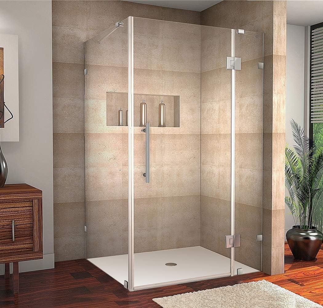 Modern 48" Chrome Frameless Pivot Shower Enclosure