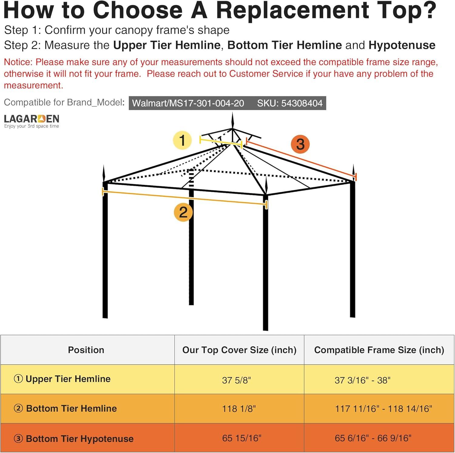 Beige 10'x10' 2-Tier Fabric Gazebo Canopy Replacement Top