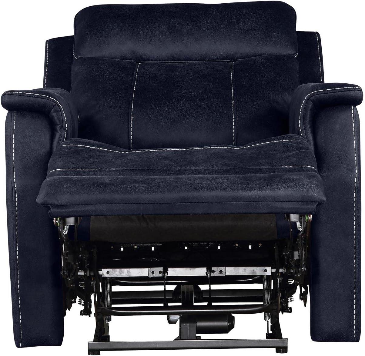 Single Seat Recliner Lounge Chair with USB Port, Fabric Upholstered Arm Chair with Retractable Footrest and Pillow, Comfy Single Sofa Accent Chair for Bedroom Living Room