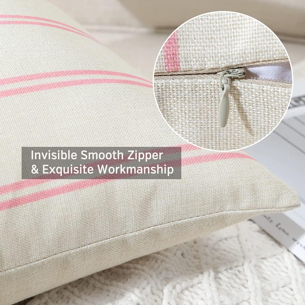 OTOSTAR Outdoor Waterproof Pillow Covers 18x18 Inch Geometry Decorative Throw Pillow Cases Square Modern Cushion Case Garden Throw Pillow Covers Pack of 4 Pillow Shell for Patio Furniture Couch (Pink)