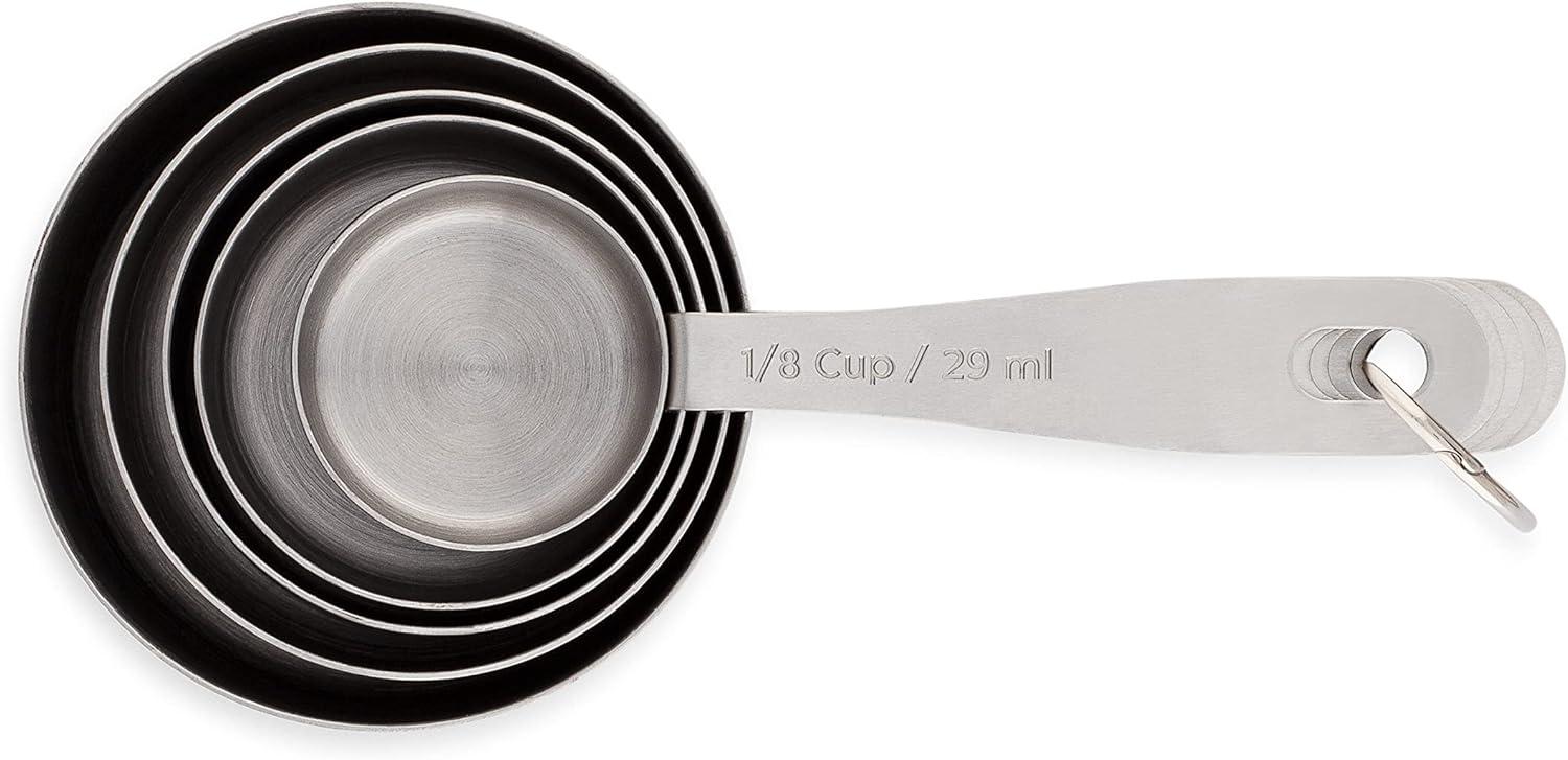 husMait Stainless Steel Measuring Cups - 5 Piece Heavy Duty Measuring Cup Set for Dry Foods, Spices or Liquids