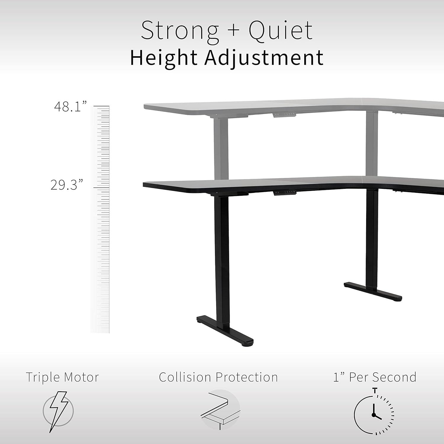 VIVO Light Wood / White Electric 71" x 71" Curved Corner Stand Up Desk