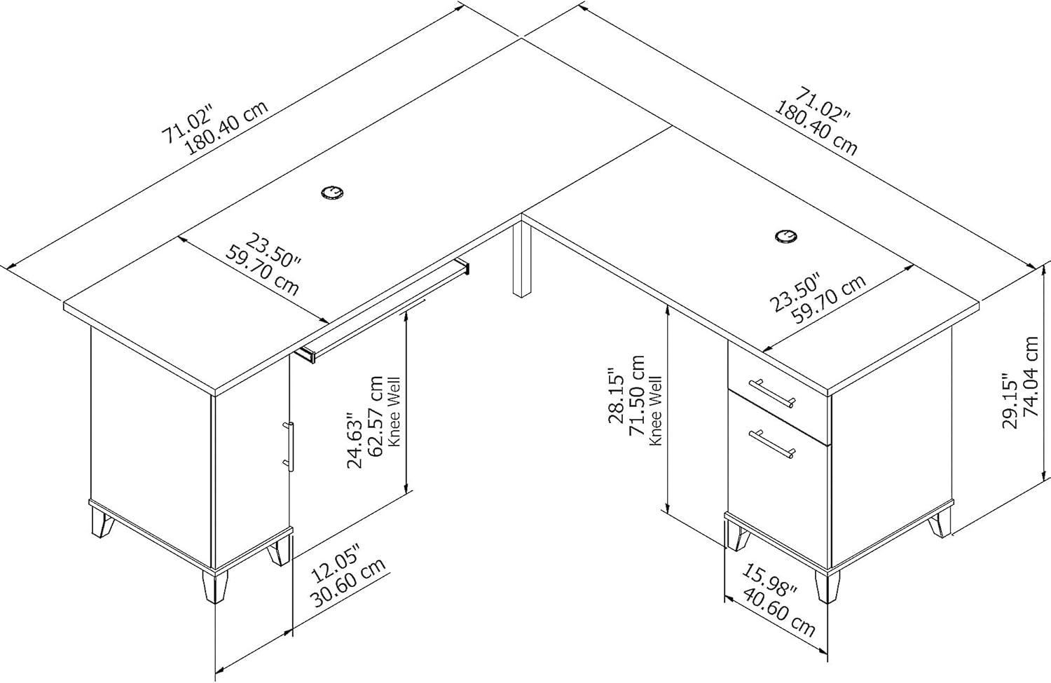 Bush Furniture Somerset 72" L Shaped Desk with Storage, Hansen Cherry