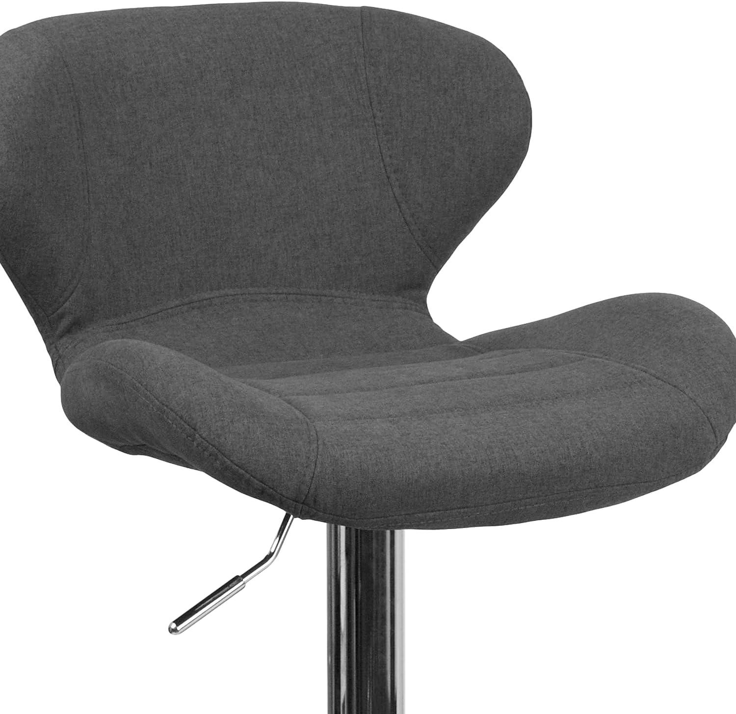 Flash Furniture Contemporary Orange Vinyl Adjustable Height Barstool with Curved Back and Chrome Base