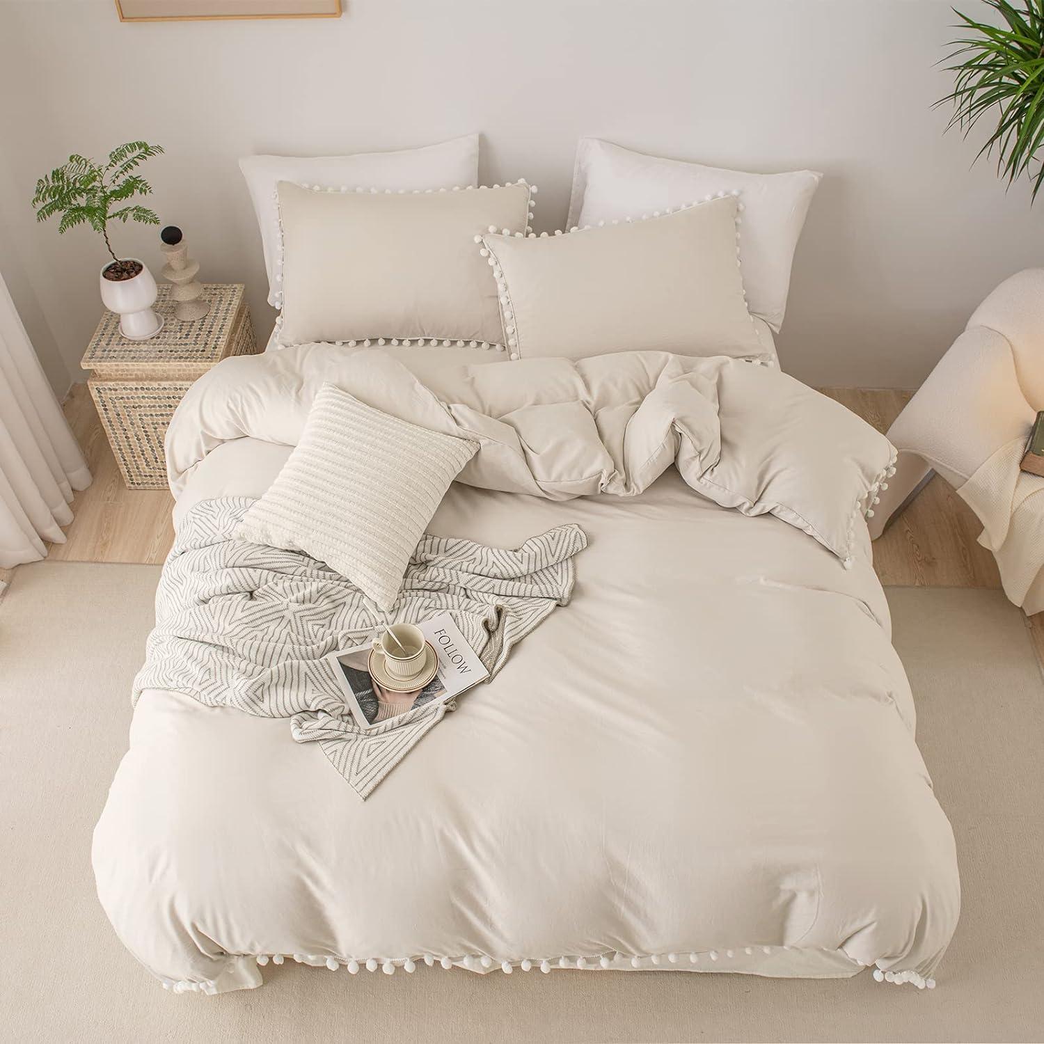 Farmhouse Boho Bedding Set Beige Grey - Twin