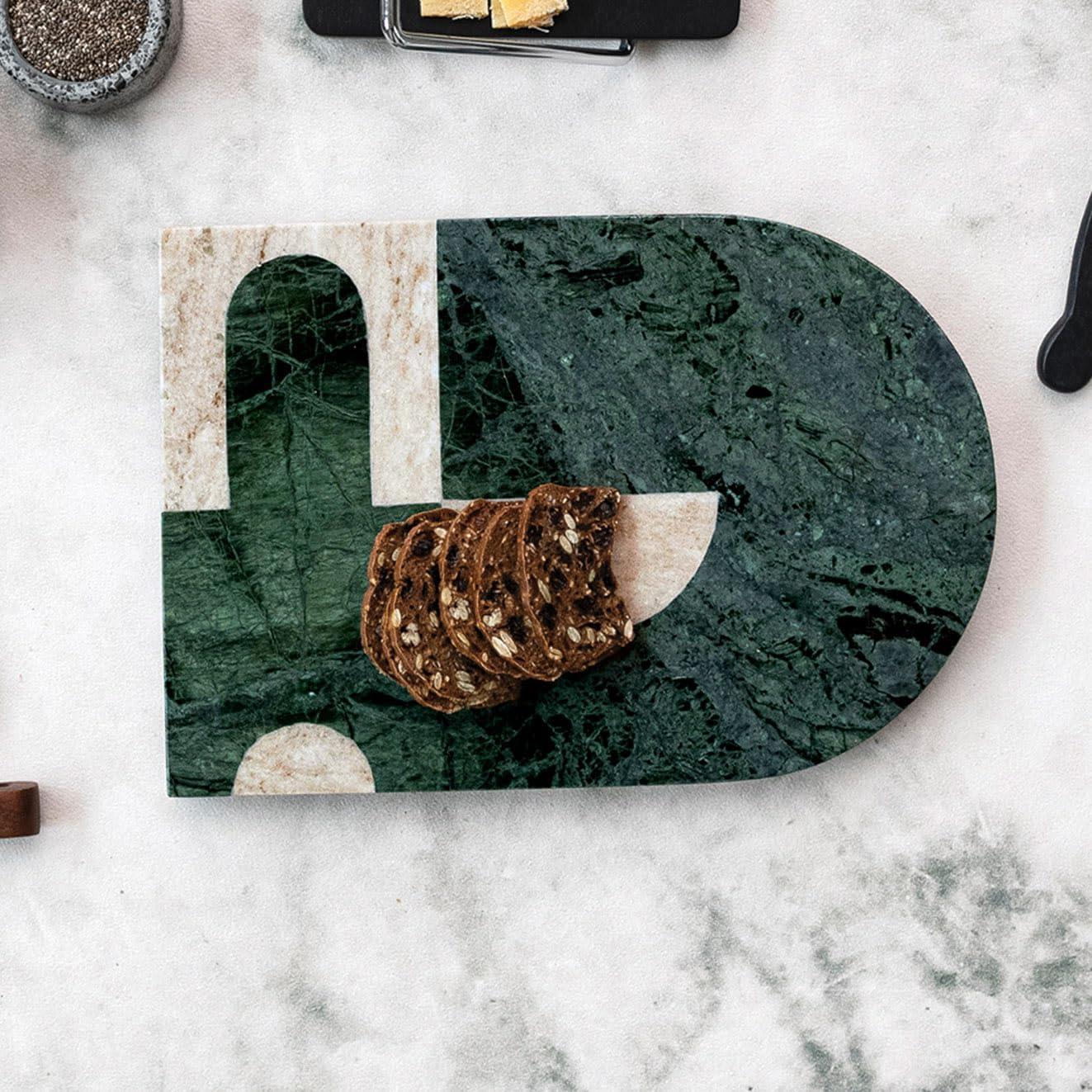 Compact Marble Cheese Slicer And Cutting Board With Abstract Design