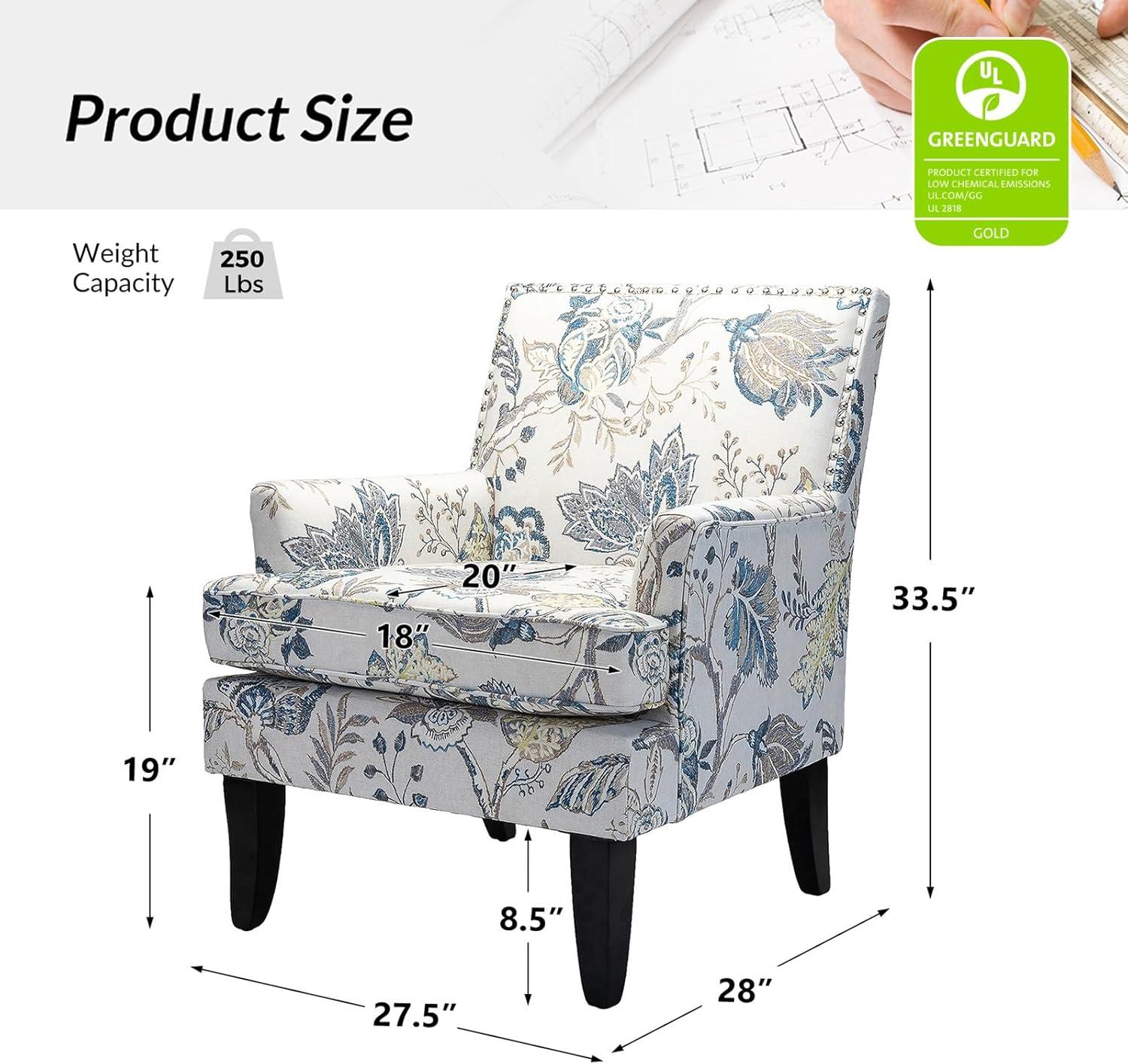 Red and White Striped Wooden Leg Accent Chair
