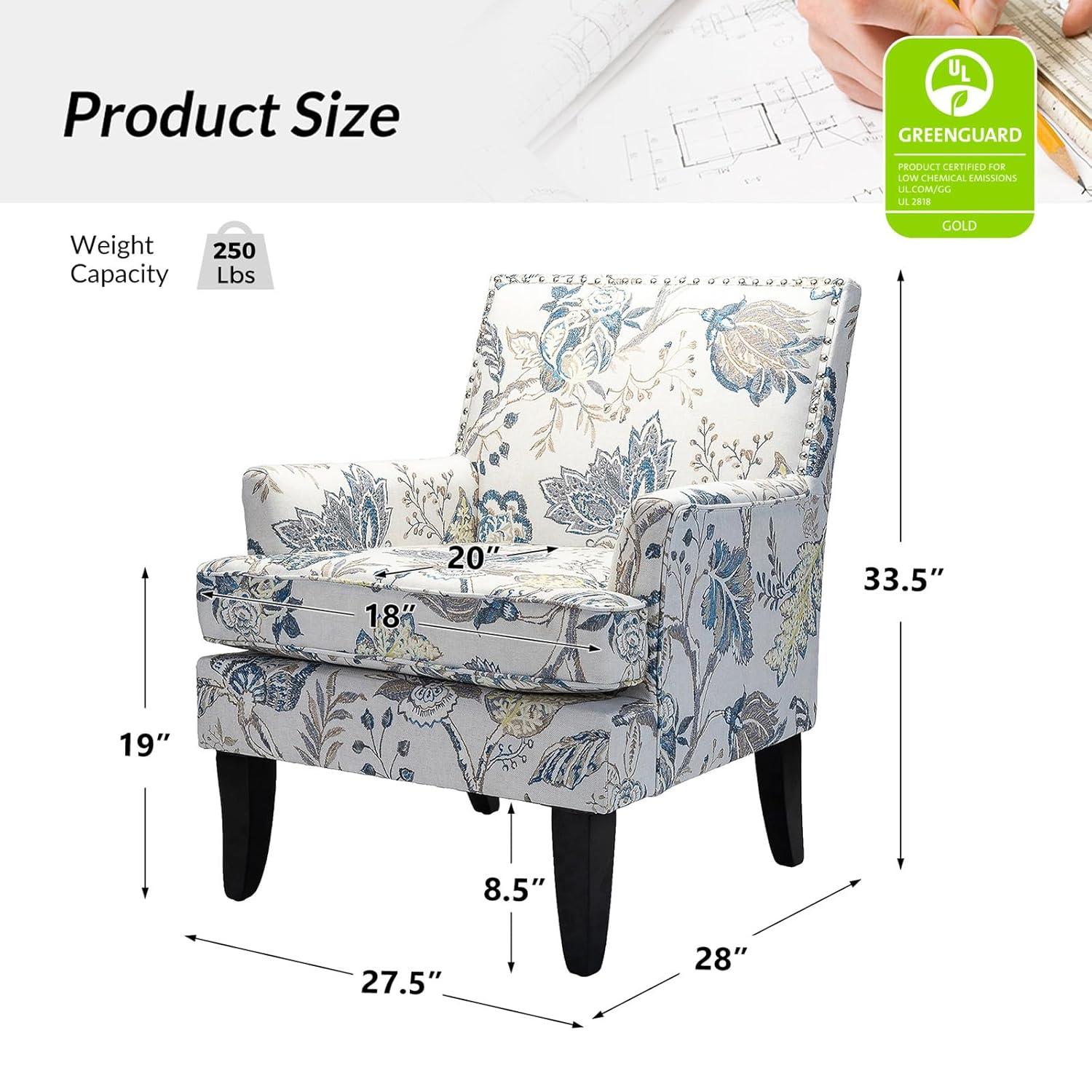 Red and White Striped Wooden Leg Accent Chair