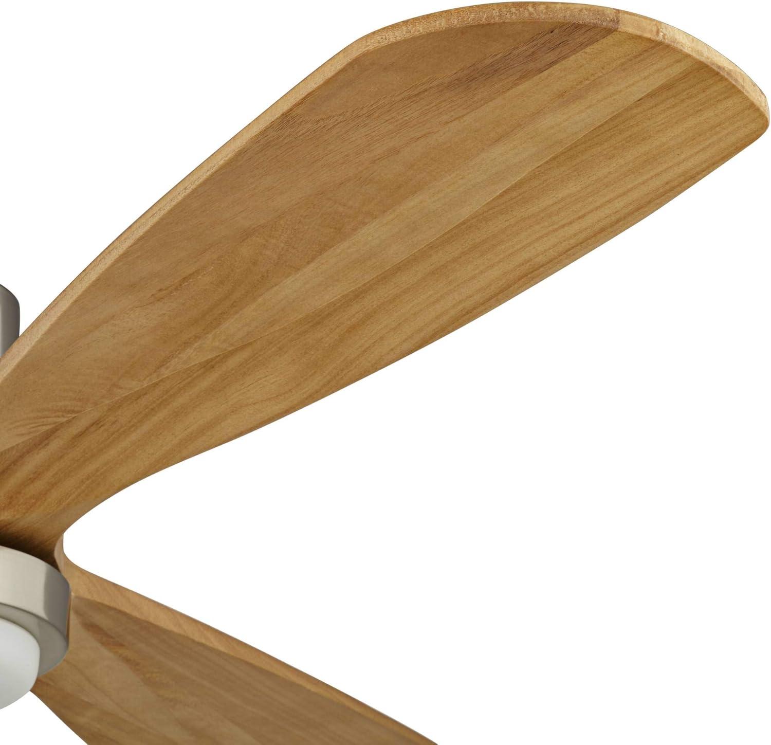 52" Casa Vieja Delta-Wing DC Modern 3 Blade Indoor Ceiling Fan with LED Light Remote Control Brushed Nickel Natural Solid Wood for Living Room Kitchen