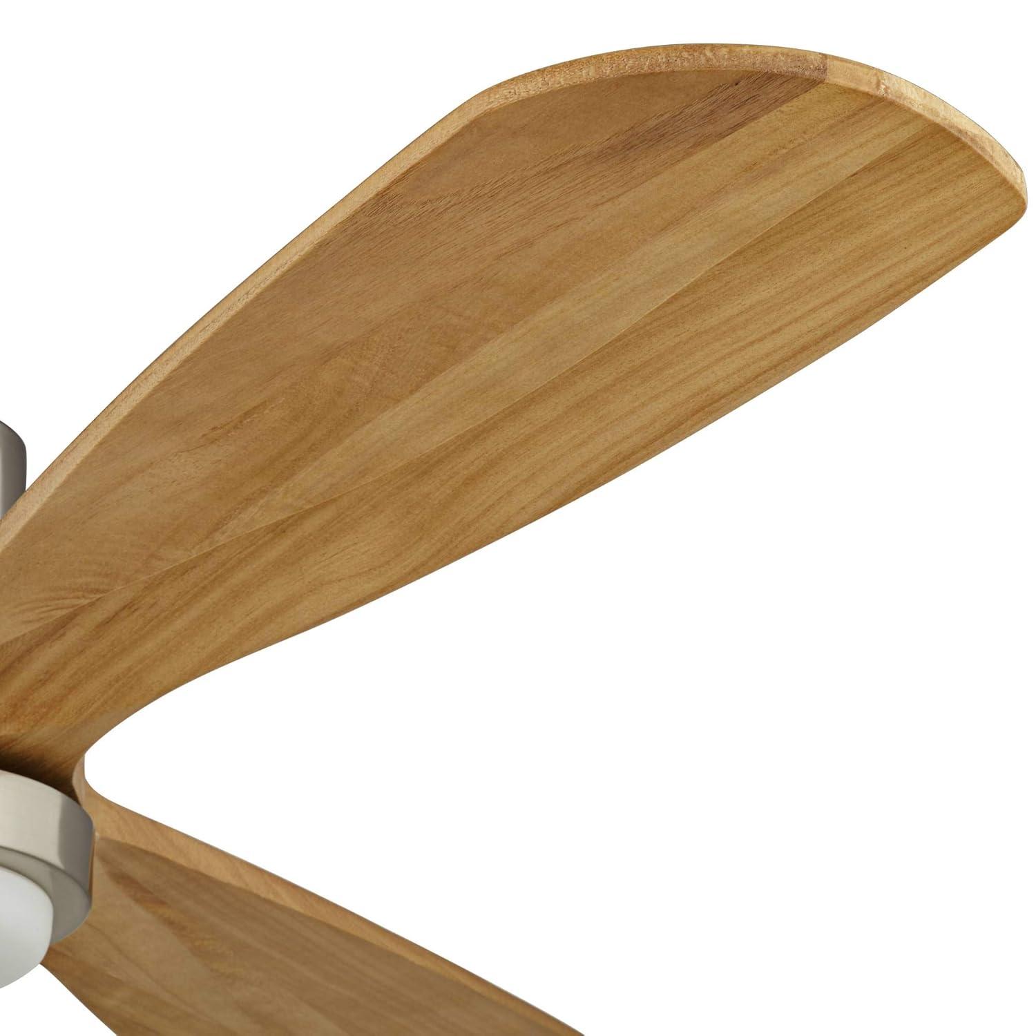 52" Casa Vieja Delta-Wing DC Modern 3 Blade Indoor Ceiling Fan with LED Light Remote Control Brushed Nickel Natural Solid Wood for Living Room Kitchen