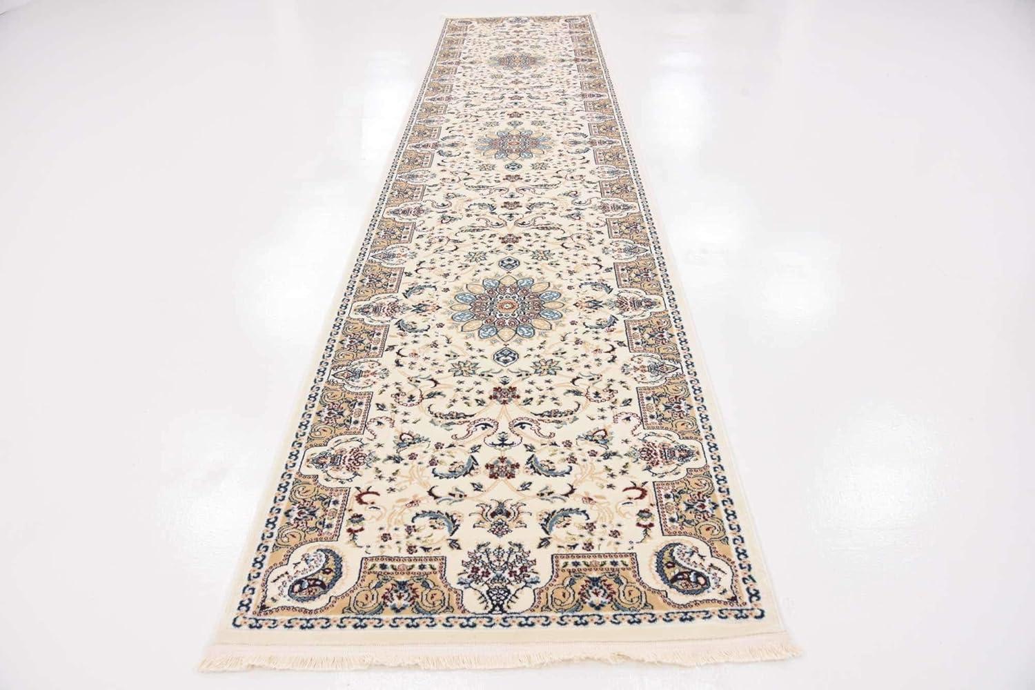 Unique Loom Newcastle Narenj Rug Ivory/Beige 3' x 13' 1" Runner Floral Traditional Perfect For Bathroom Hallway Mud Room Laundry Room