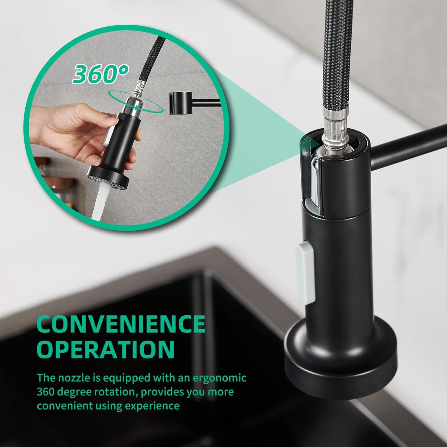 Kitchen Faucet With Pull Down Sprayer, Single Handle Spring Faucet For Sink Farmhouse Rv Laundry Room