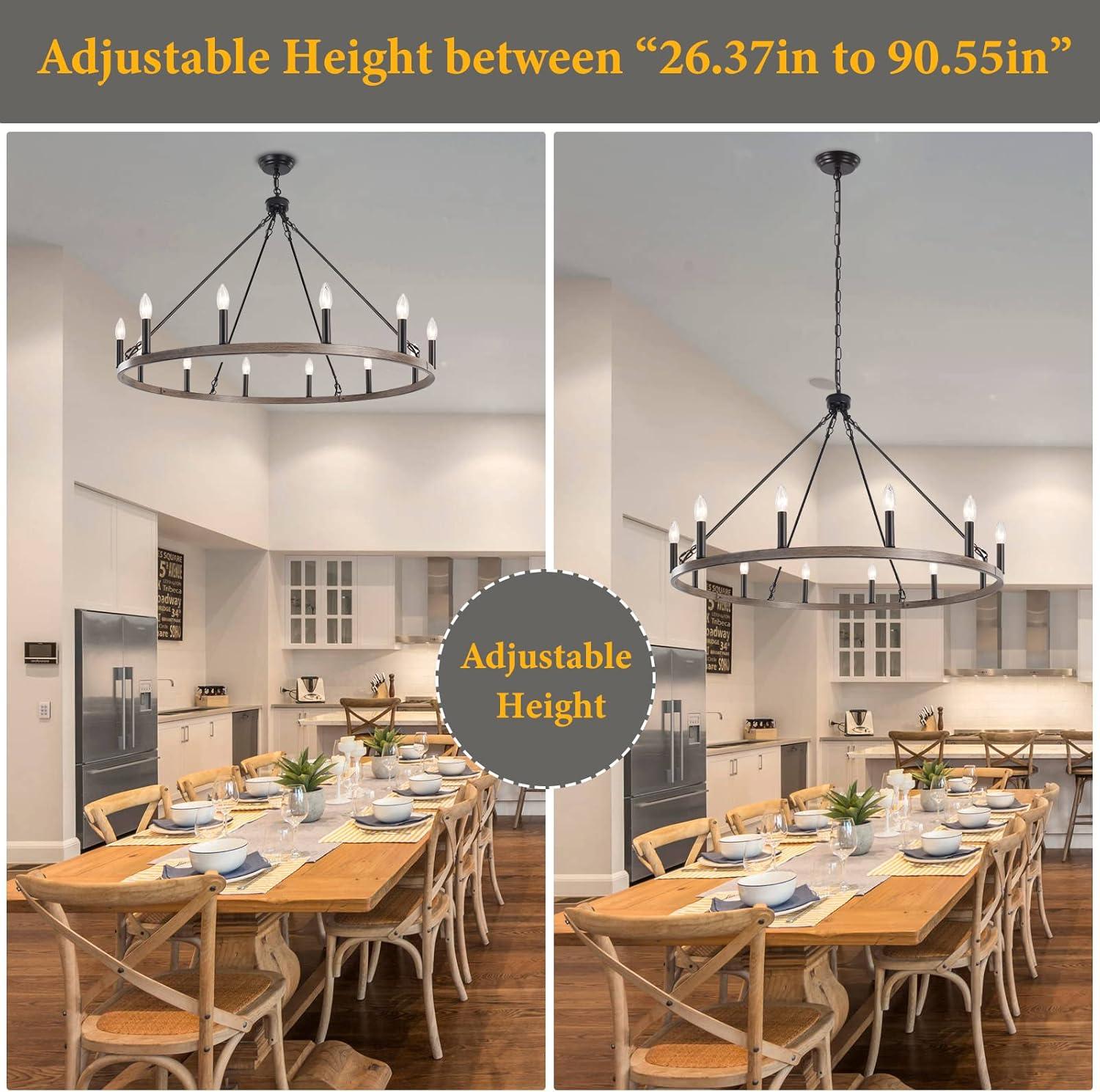 Moomal 12 - Light 38" Candle Style Dimmable Wagon Wheel Chandelier