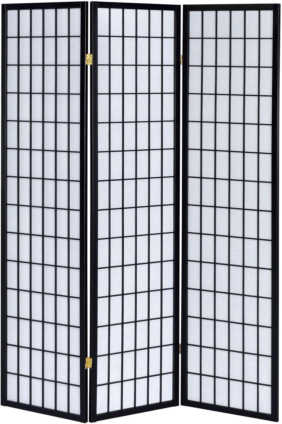 3-Panel Room Divider, Black, 70" x 6" x 50"