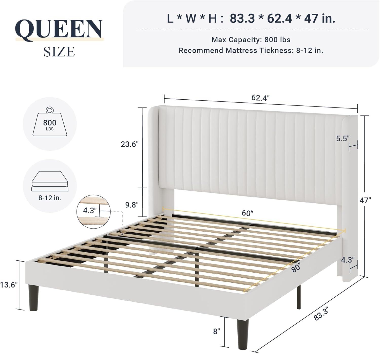 Willa Arlo™ Interiors Candler Velvet Upholstered Platform Bed with Wingback Headboard and Wooden Slats