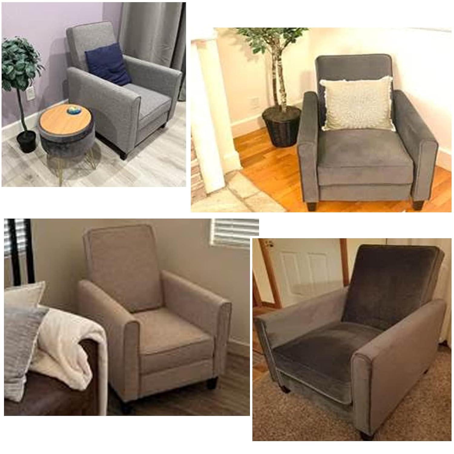 Landon Pushback Recliner Chairs, Reclining Chair, Small Recliners For Small Spaces, Small Recliners with Adjustable Footrest, Linen Club Chair, Push Back Recliner Chair - Cream, Linen