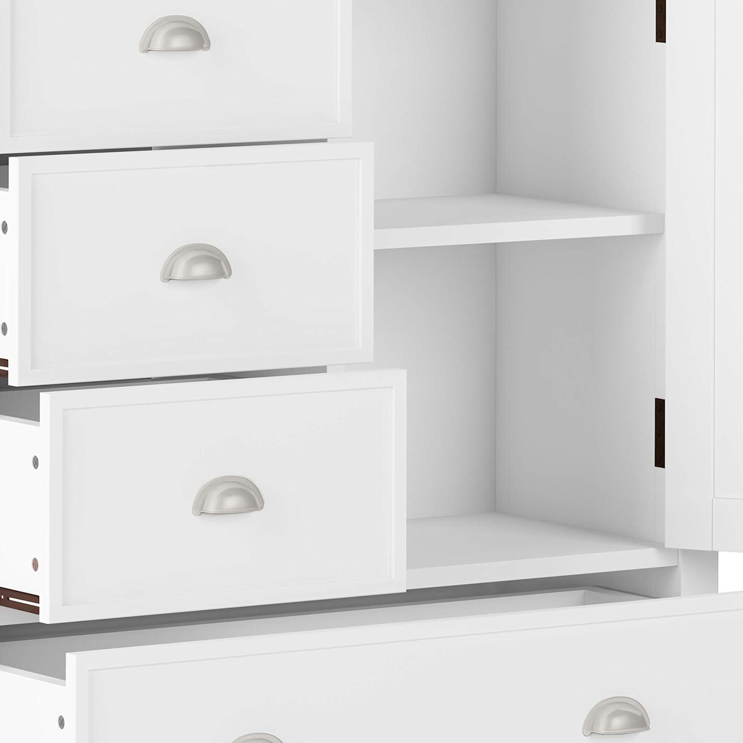 White Solid Wood Freestanding Office Storage Cabinet