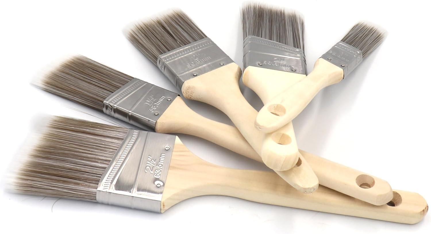 Pro Grade Premium Paint Brushes, 5 Piece Variety Set, Interior/Exterior Painting