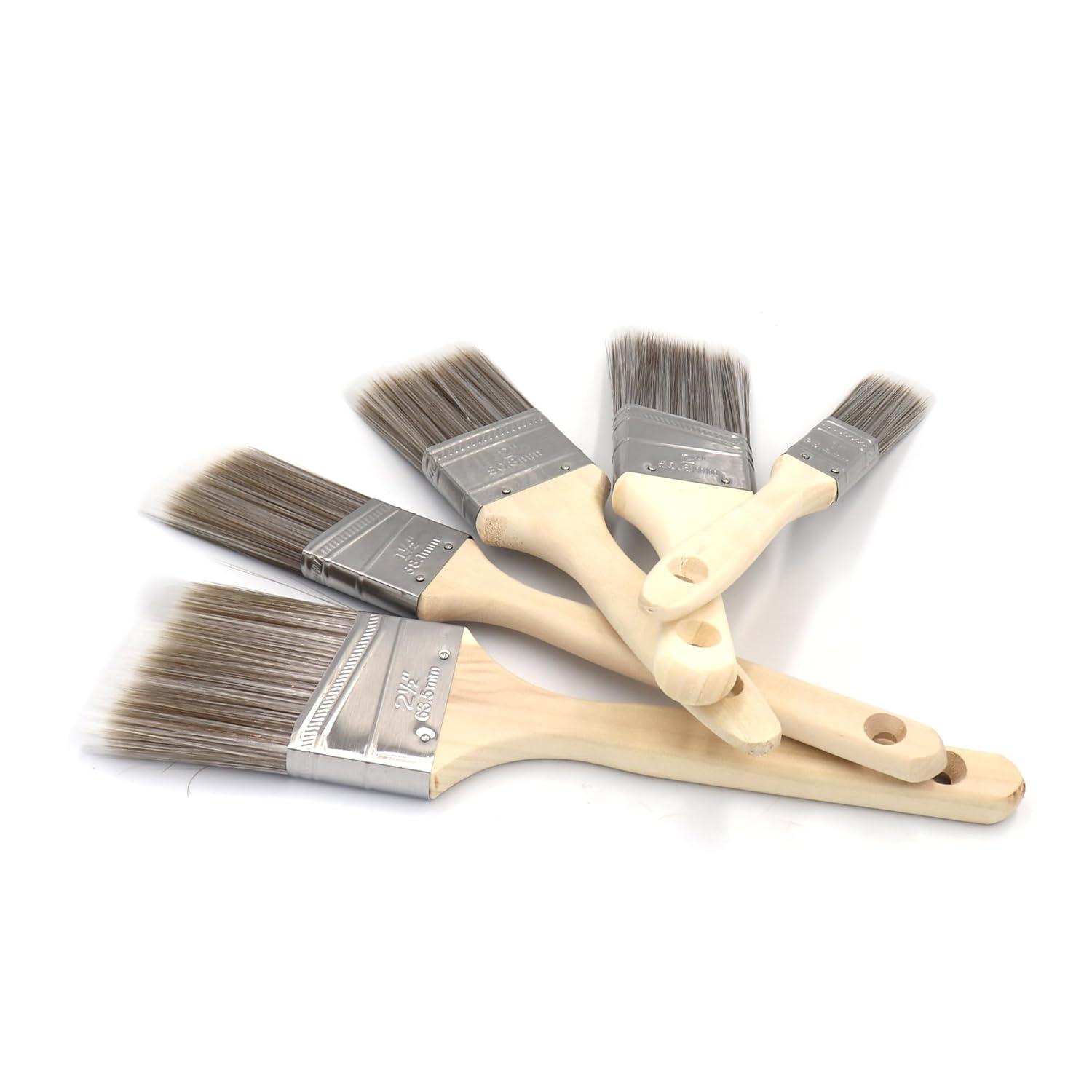 Pro Grade Premium Paint Brushes, 5 Piece Variety Set, Interior/Exterior Painting