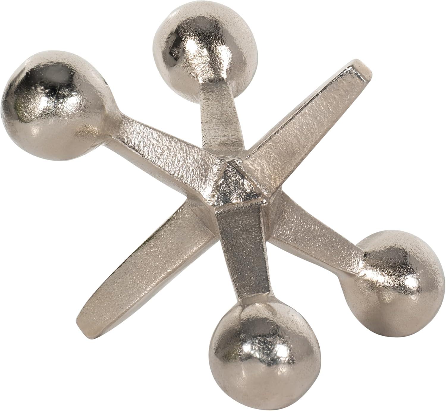 Sagebrook Home Creative Metal Jacks Sculpture for Room, Bedroom or Office Decor, Aluminum, Silver 7 L x 5 W x 5 H Inches