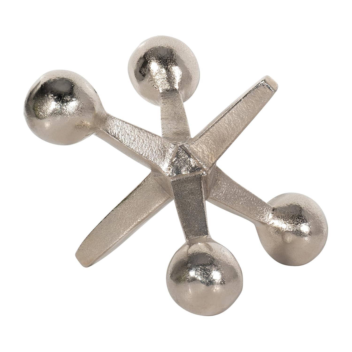 Sagebrook Home Creative Metal Jacks Sculpture for Room, Bedroom or Office Decor, Aluminum, Silver 7 L x 5 W x 5 H Inches