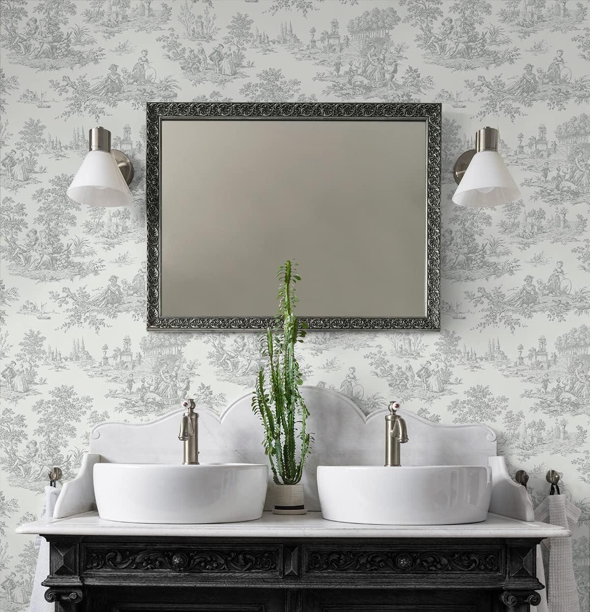 NextWall Argos Gray Chateau Toile Peel and Stick Wallpaper
