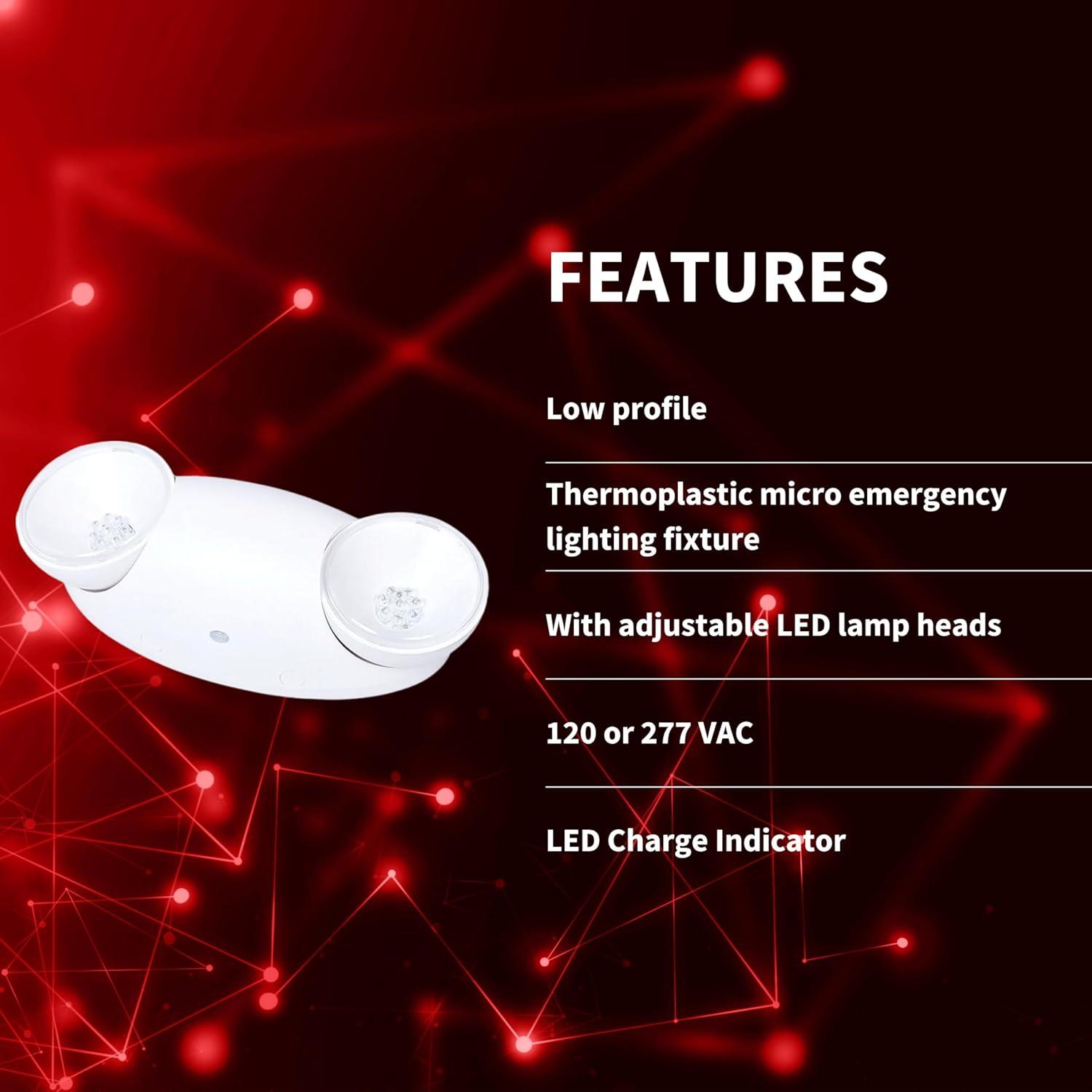 White LED Mini Emergency Light with Adjustable Heads