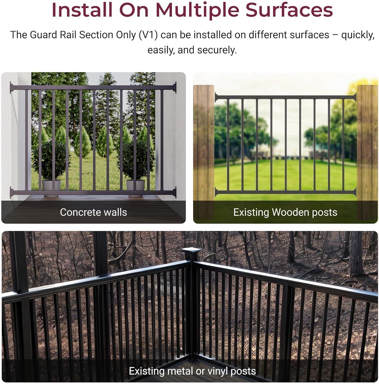 CR Home Metal Railing For Deck, Metal Guard Rail Kit With Balusters For Deck Railing 32 Inch, Wrought Iron Deck Railing Kit And Porch Railing Ideal For Residential And Commercial Use, 6ft Wide