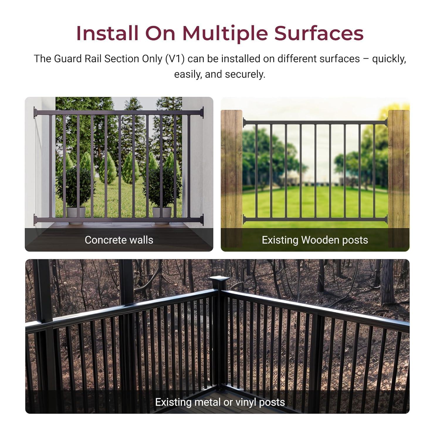 CR Home Metal Railing For Deck, Metal Guard Rail Kit With Balusters For Deck Railing 32 Inch, Wrought Iron Deck Railing Kit And Porch Railing Ideal For Residential And Commercial Use, 6ft Wide