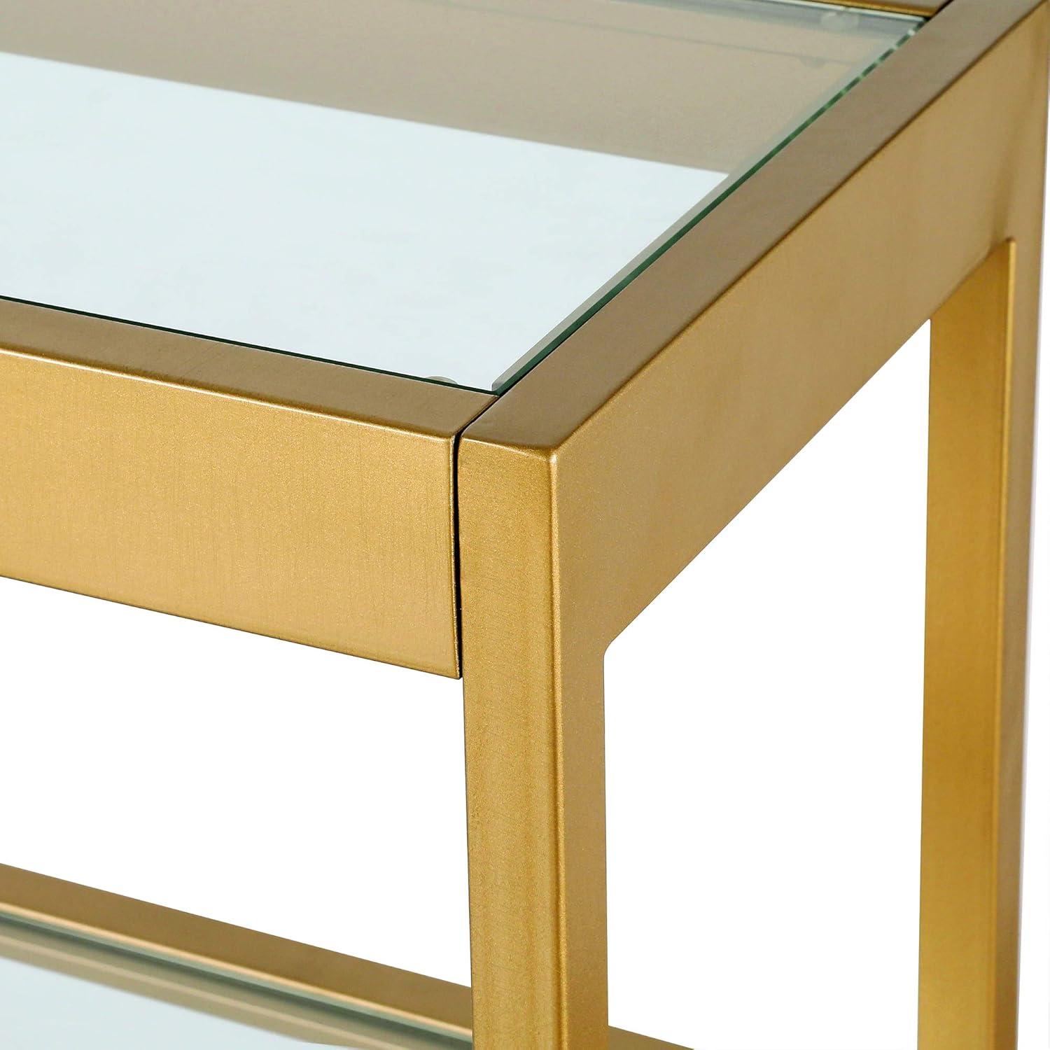 Evelyn&Zoe Alexis 36" Wide Rectangular Console Table, Brass