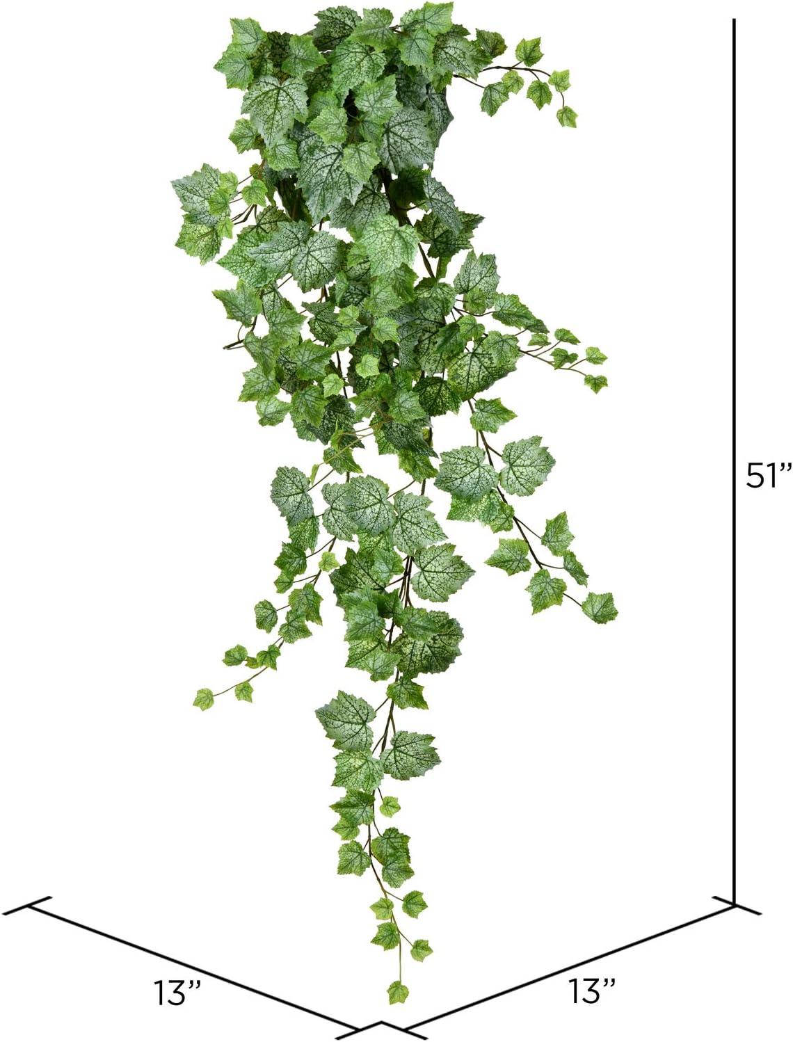 Vickerman 51" Artificial Green & White Grape Leaf Ivy Hanging Bush.