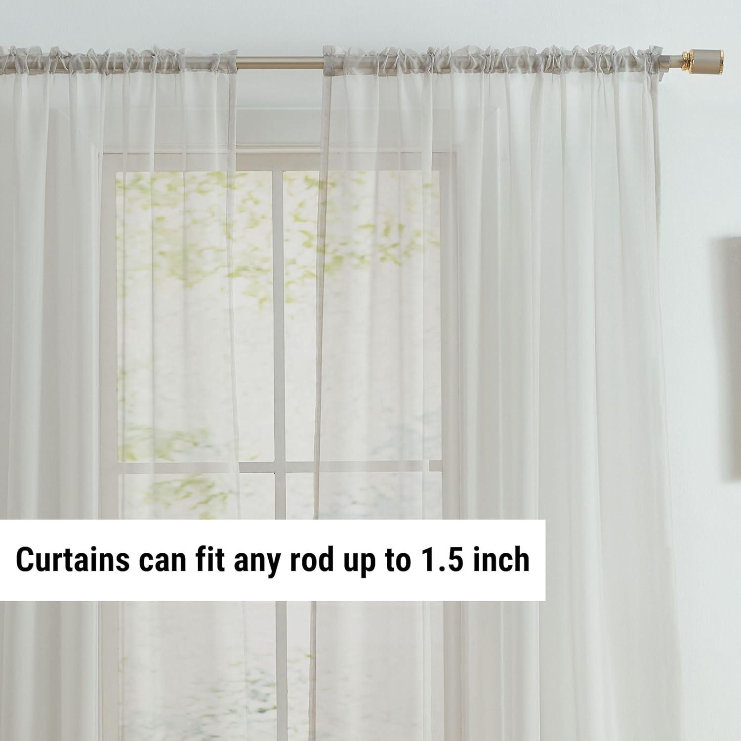 HLC.ME Sheer Voile Transparent Window Treatment Rod Pocket Curtain Panels - Set of 2 - Silver, 54 W x 63 L