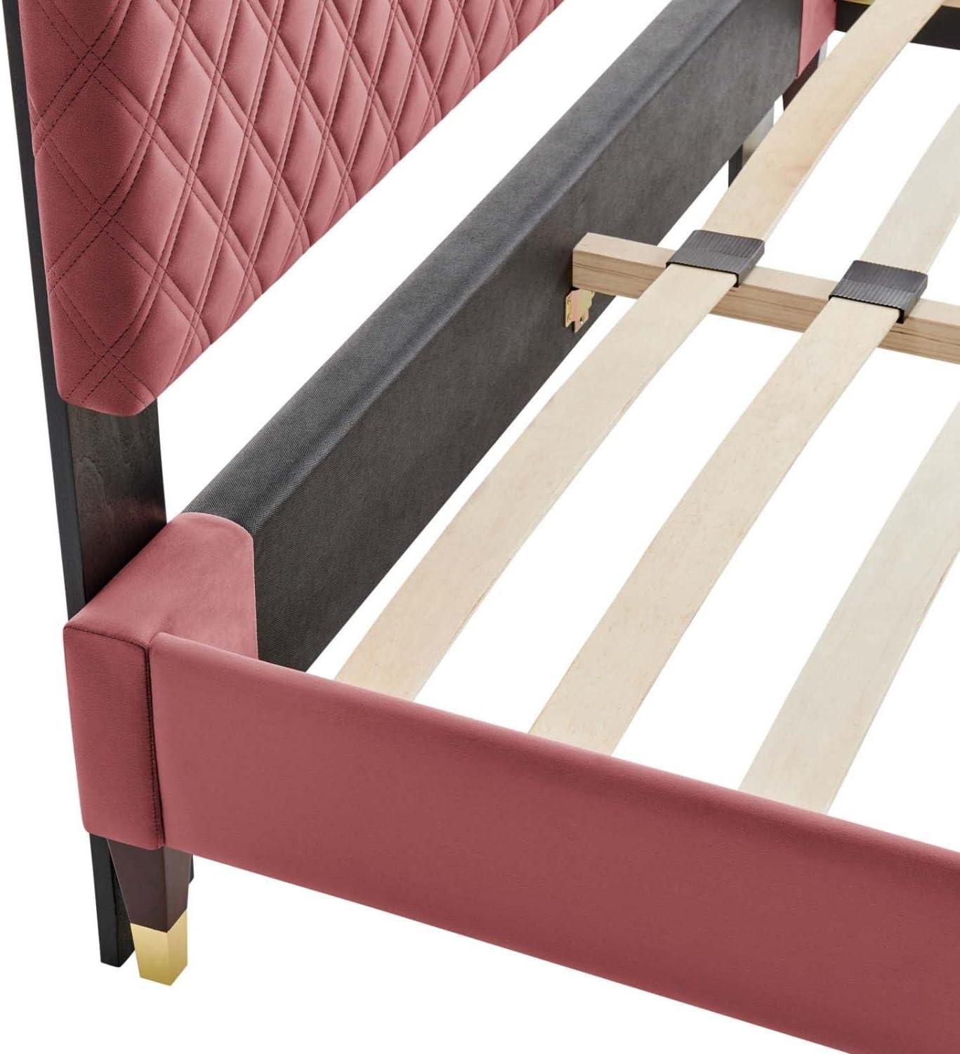 Modway Harlow Full Performance Velvet Platform Bed Frame in Dusty Rose