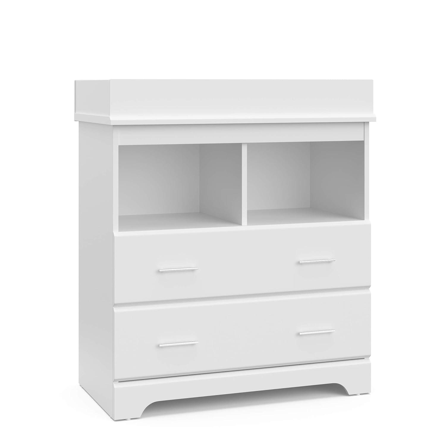 Storkcraft Brookside 2-Drawer Dresser with Changing Topper and Interlocking Drawers