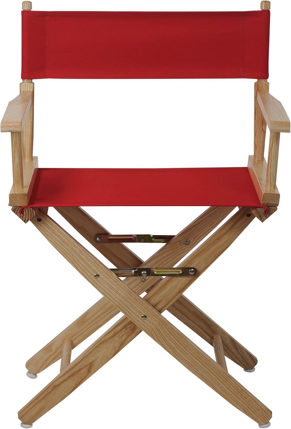 206-00-032-11 18 in. Extra-Wide Premium Directors Chair, Natural Frame with Red Color Cover