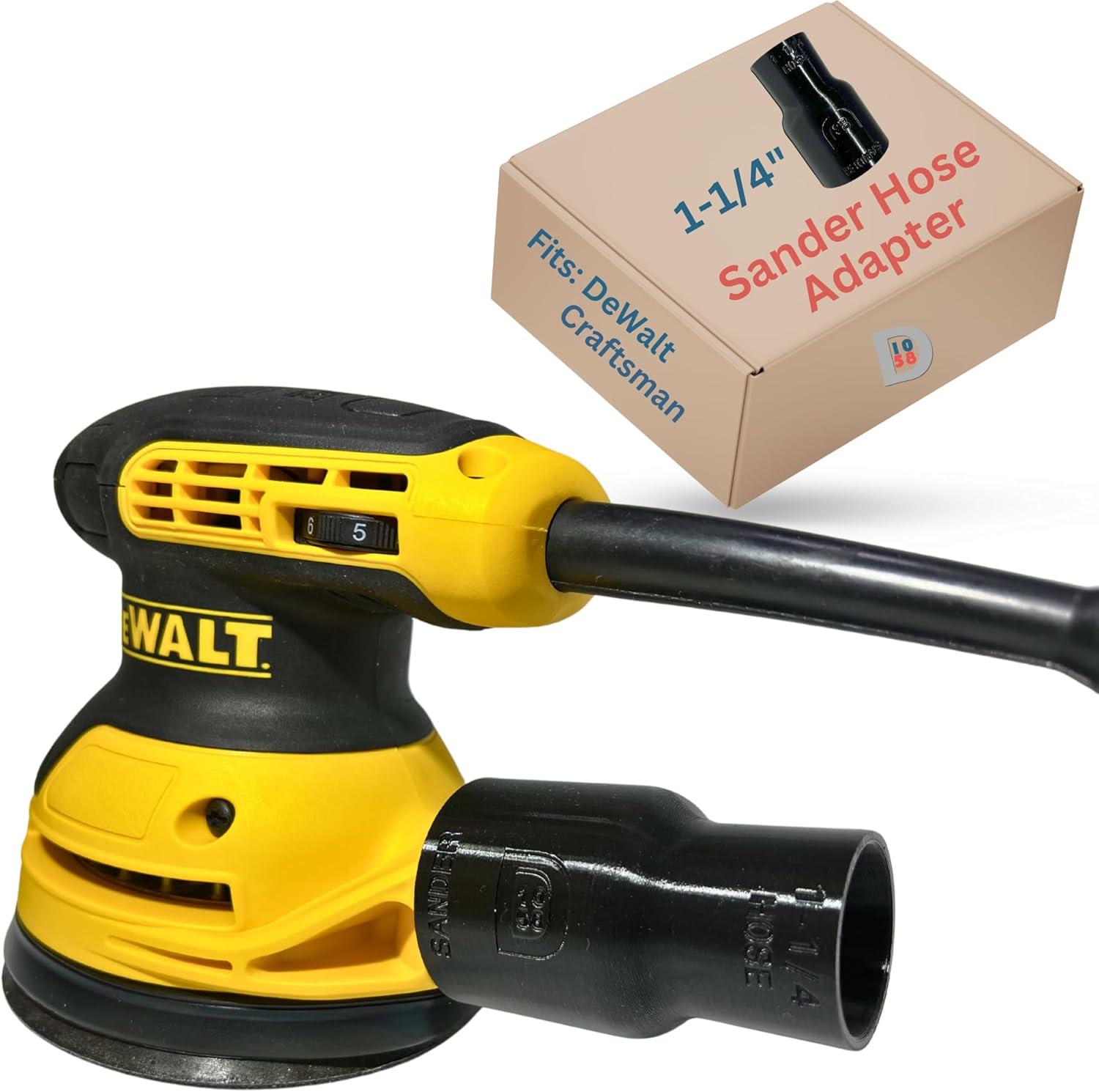 Vacuum Adapter for Dewalt or Craftsman Sanders - Dust Collection - Galactic Gadgets 1-1/4in - Black