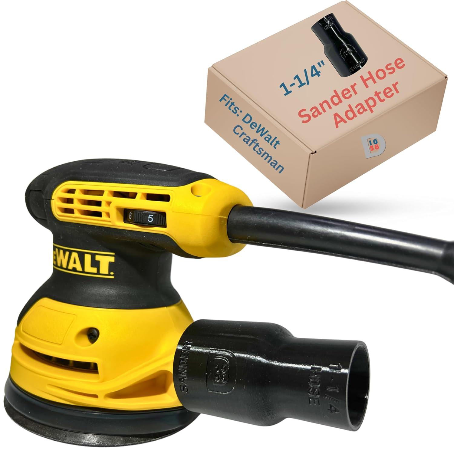 Vacuum Adapter for Dewalt or Craftsman Sanders - Dust Collection - Galactic Gadgets 1-1/4in - Black