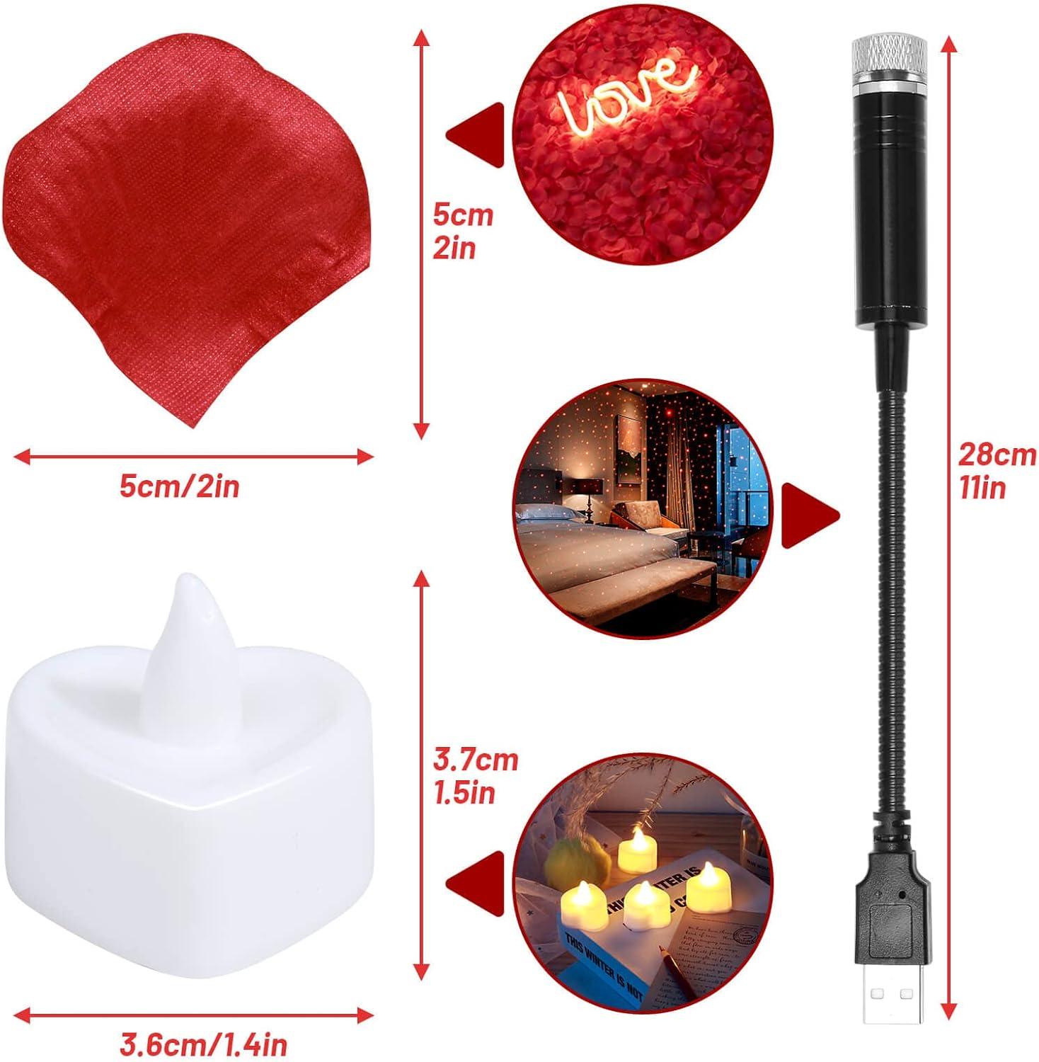 Red Flameless LED Tealights with Artificial Rose Petals Kit