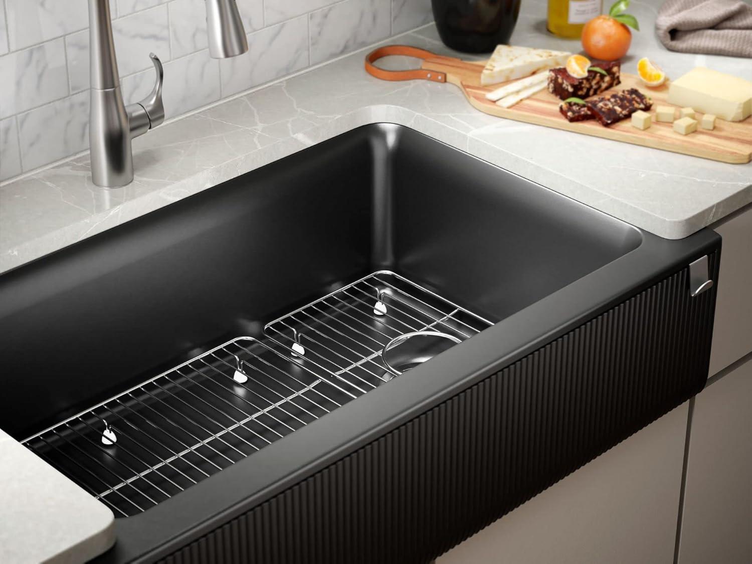 Cairn Undermount Single-Bowl Farmhouse Kitchen Sink with Fluted Design