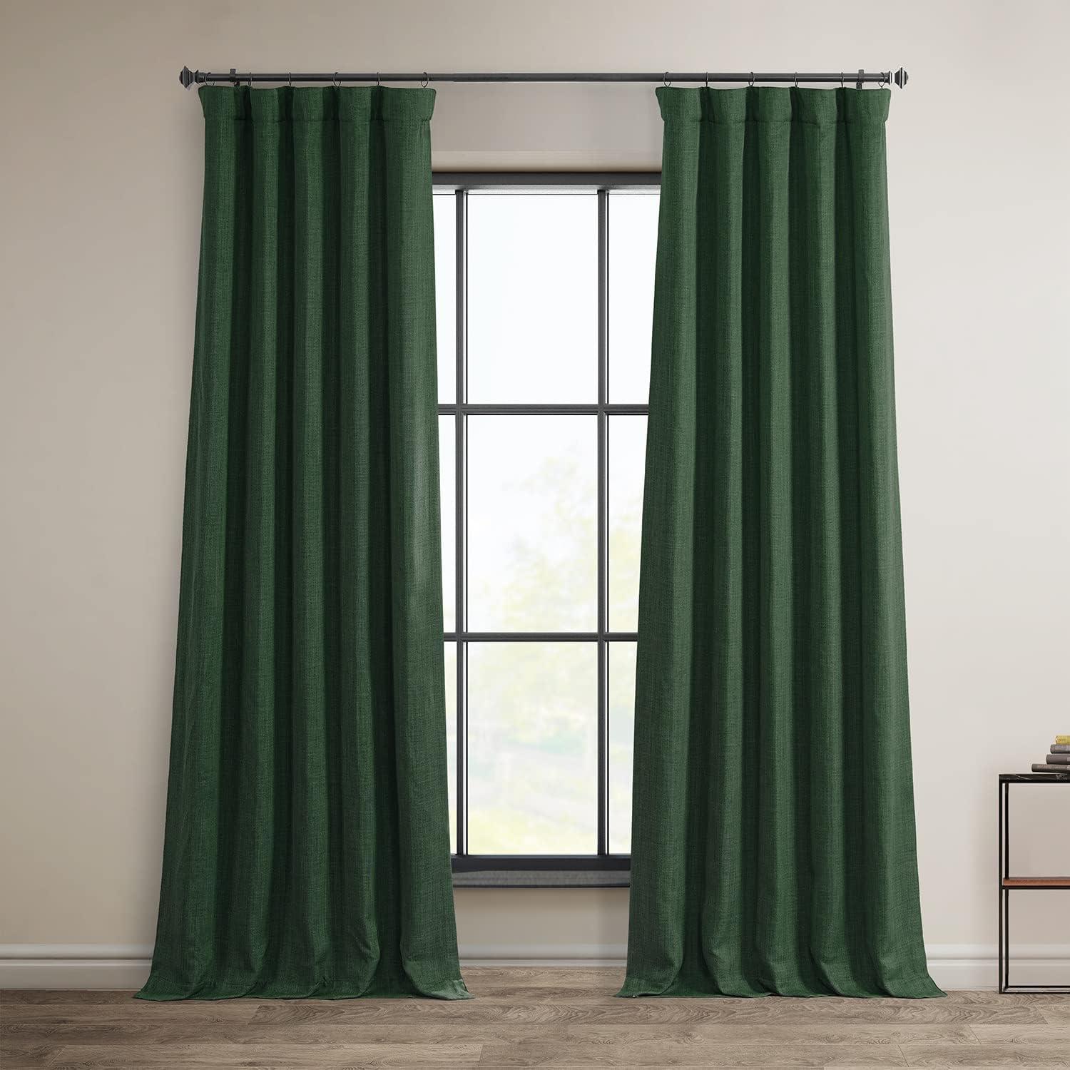 HPD Half Price Drapes Key Green Faux Linen Room Darkening Curtains for Bedroom & Living Room Curtains (1 Panel), Door & Window Curtains 84 inches long, Rod Pocket Curtains & Drapes, 50W X 84L