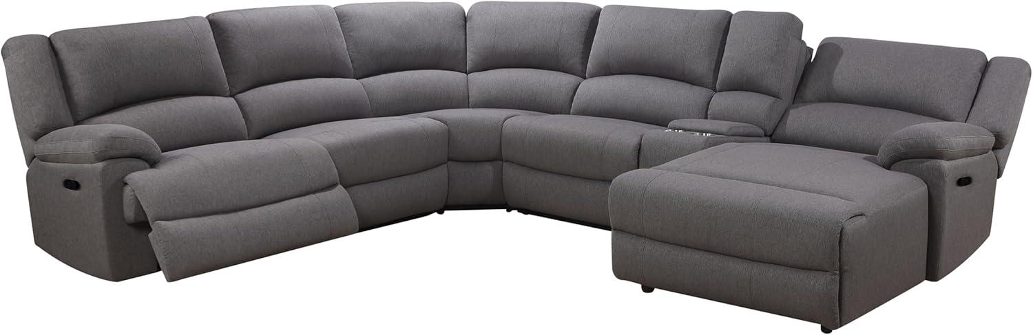 Gray Fabric Six-Piece Reclining Sectional with Cup Holders