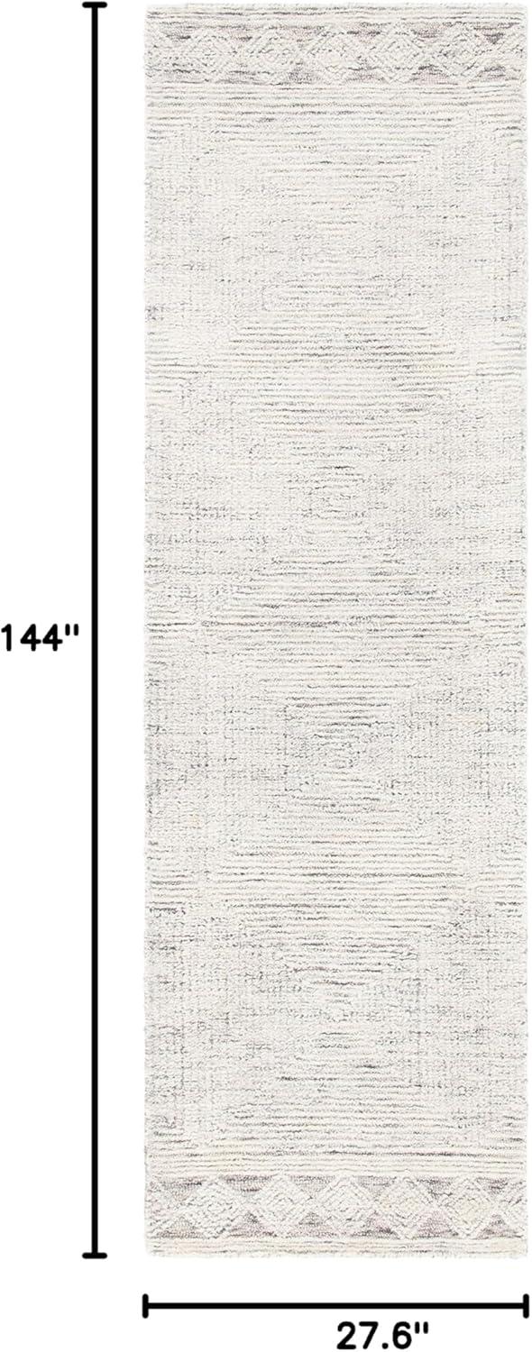 Abstract ABT349 Hand Tufted Runner Rug - Ivory/Grey - 2'3"x12' - Safavieh .