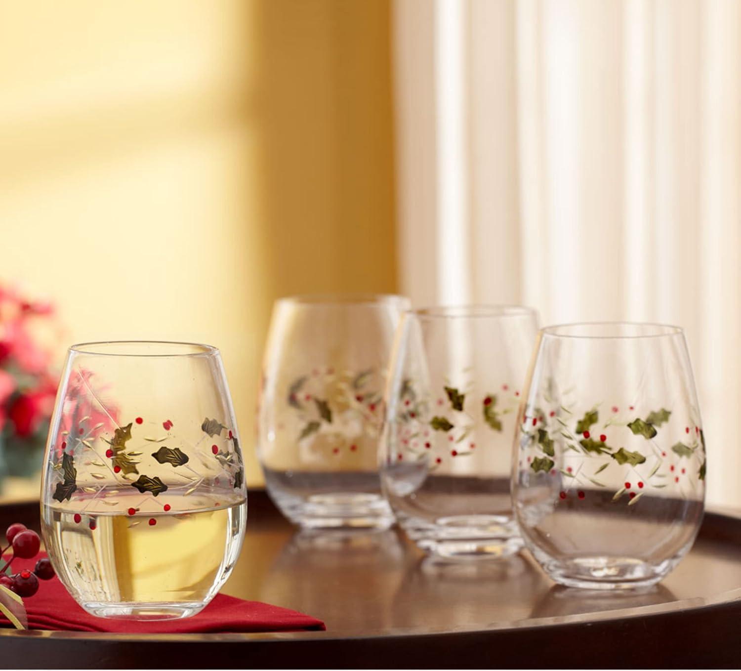 Winterberry Stemless Wine Glasses